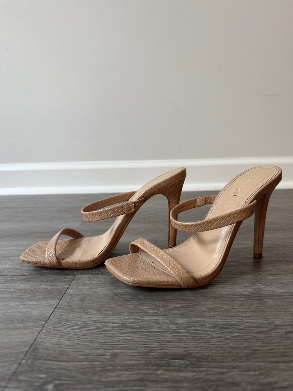 Forever 21 Nude Two-Strap High Heel Sandals